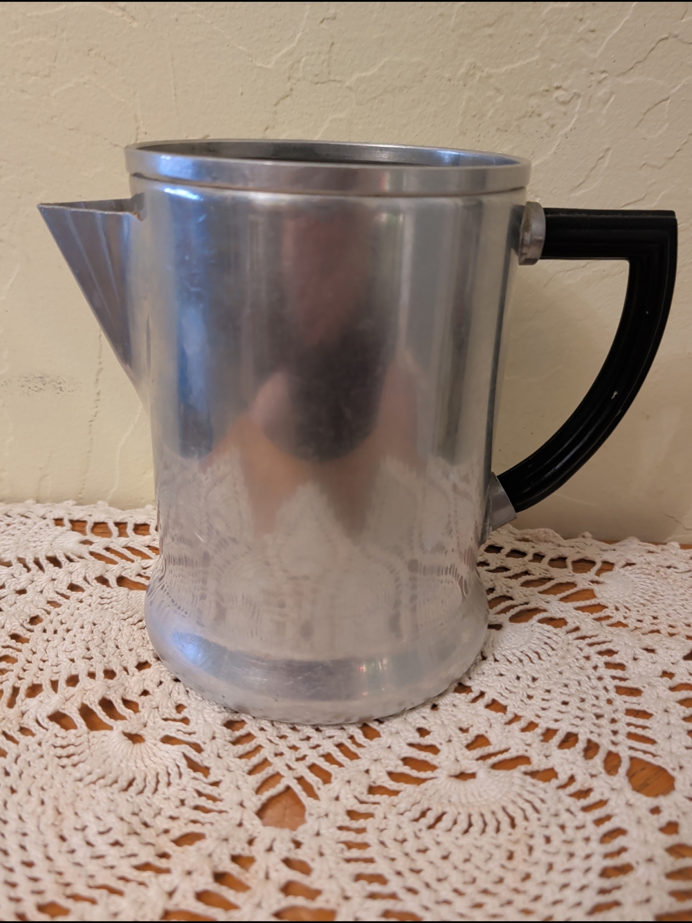 Vintage Silver Metal Coffee Percolator with Black Handle - Picture 3 of 16